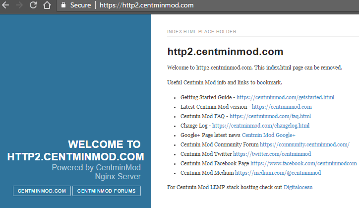 Nginx HTTP/2 HTTPS Letsencrypt SSL Index